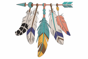 Boho Arrow with Hanging Feathers Embroidery Design
