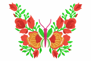 Botanical Butterfly Wings Embroidery Design