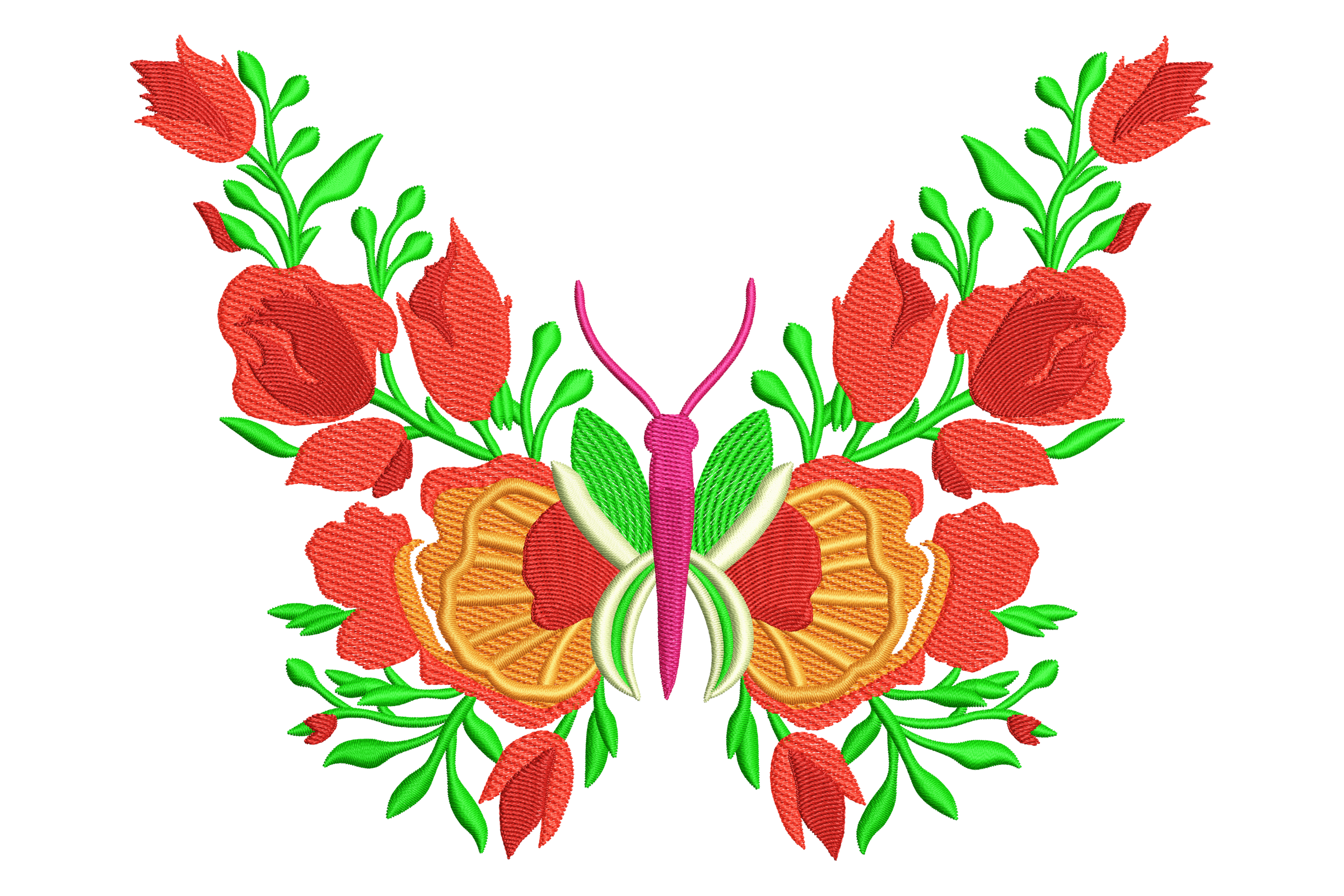 Botanical Butterfly Wings Embroidery Design