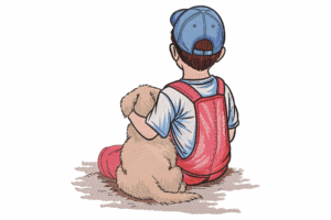 Boy and Puppy Friendship Embroidery Design
