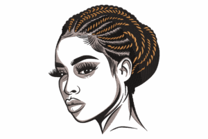 Braided Woman Face Embroidery Design