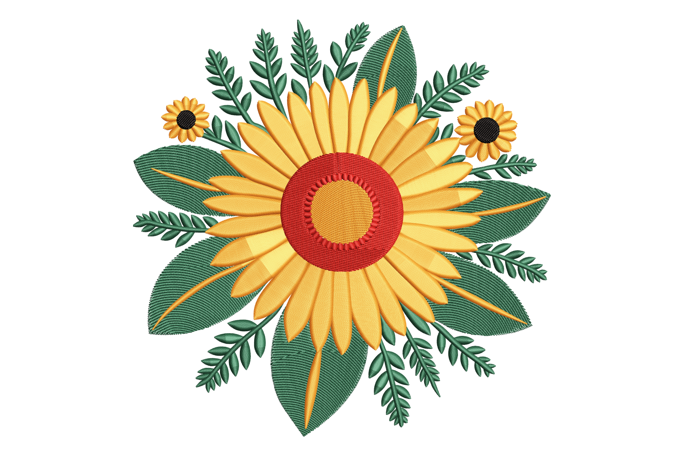 Bright Sunflower Bloom Embroidery Design