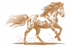 Brown Running Horse Embroidery Design