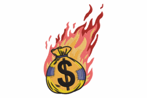 Burning Money Bag Embroidery Design