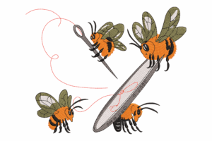 Busy Bees with Needle Embroidery Design