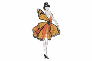 Butterfly Dress Girl Embroidery Design