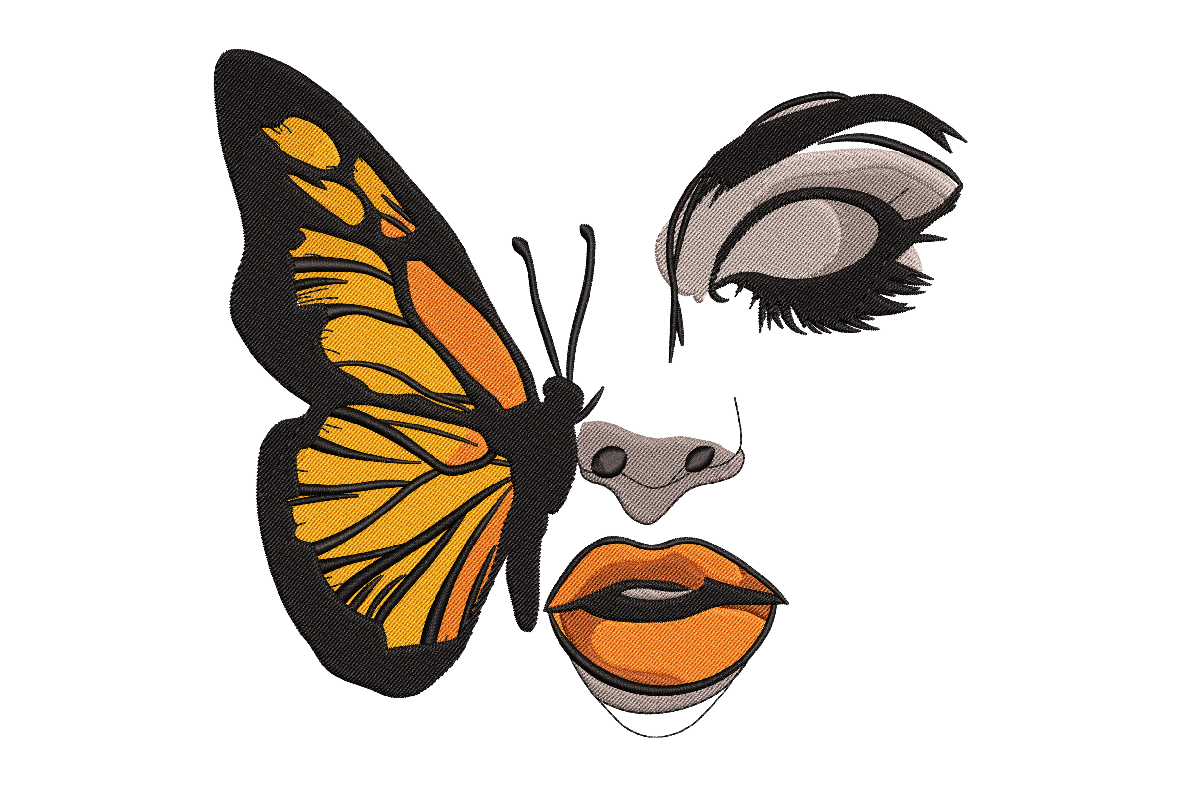 Butterfly Face Embroidery Design