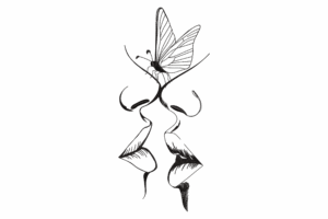 Butterfly Kiss Outline Embroidery Design
