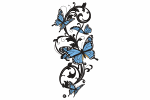 Butterfly & Swirls Embroidery Design