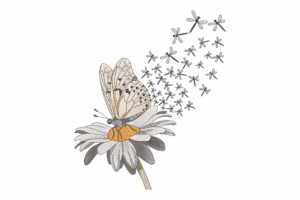 Butterfly on Daisy Embroidery Design