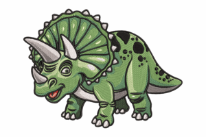 Cartoon Triceratops Embroidery Design
