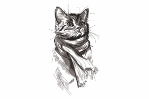 Cat with Scarf Embroidery Design