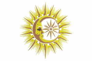 Celestial Sun and Moon Embroidery Design