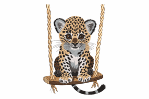 Golden Retriever on Tropical Beach Embroidery Design