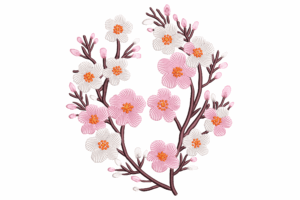 Cherry Blossom Branch Embroidery Design