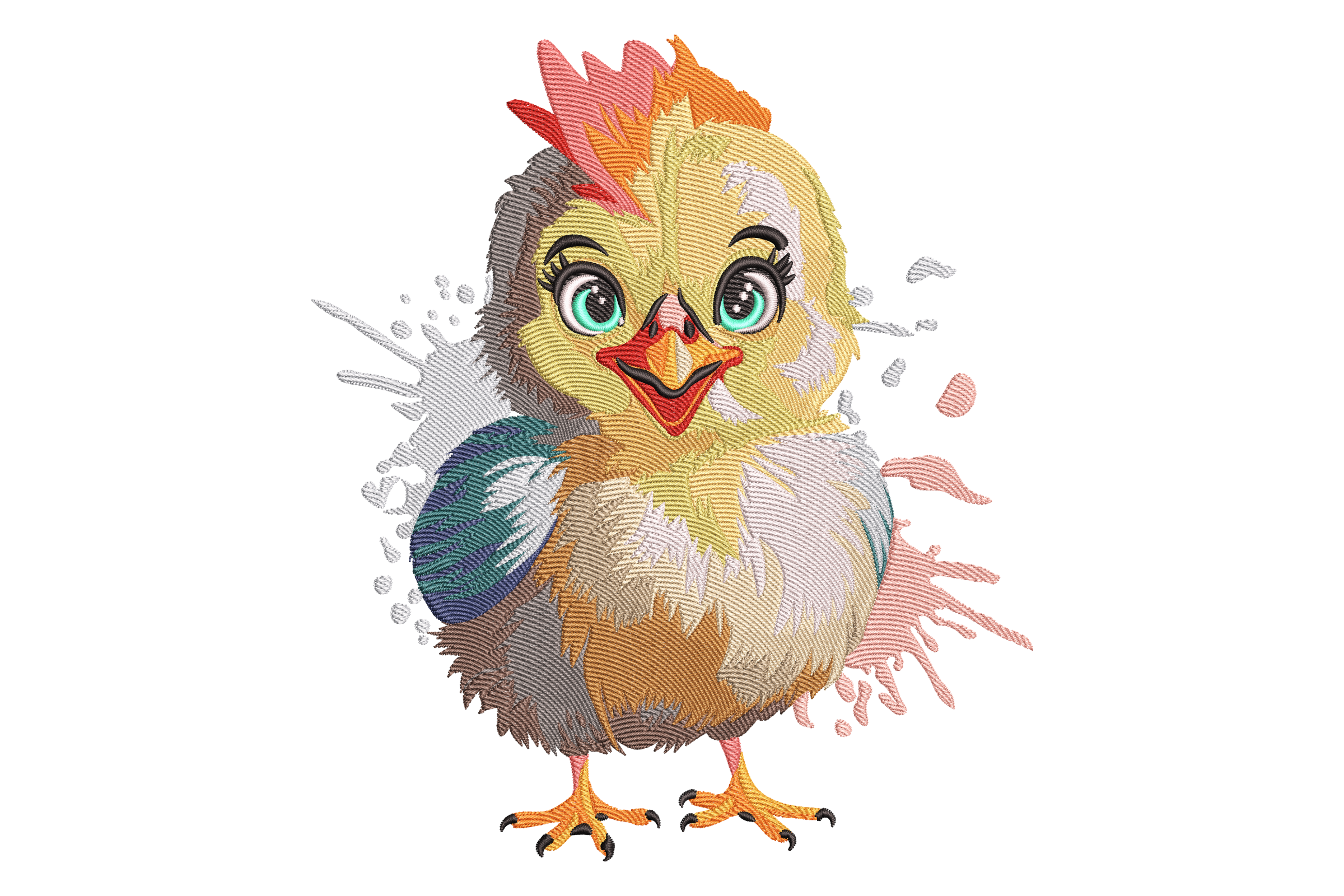 Color Splash Chick Embroidery Design