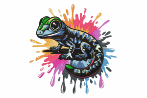 Color Splash Gecko Embroidery Design
