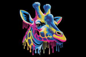 Color Splash Giraffe Embroidery Design