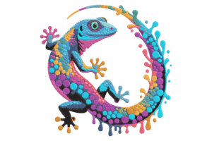 Color Splash Lizard Embroidery Design