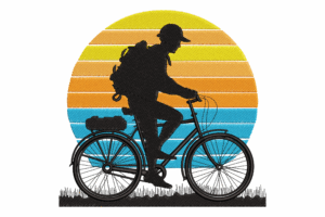 Colorful Bicycle Sunset Embroidery Design