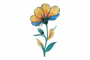 Colorful Botanical Flower Embroidery Design