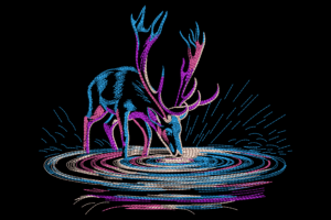 Colorful Deer Embroidery Design