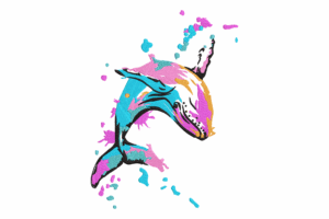 Colorful Dolphin Splash Embroidery Design