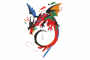 Colorful Dragon Embroidery Design