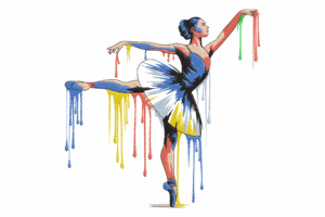 Colorful Dripping Ballerina Embroidery Design