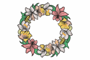Colorful Floral Wreath Embroidery Design
