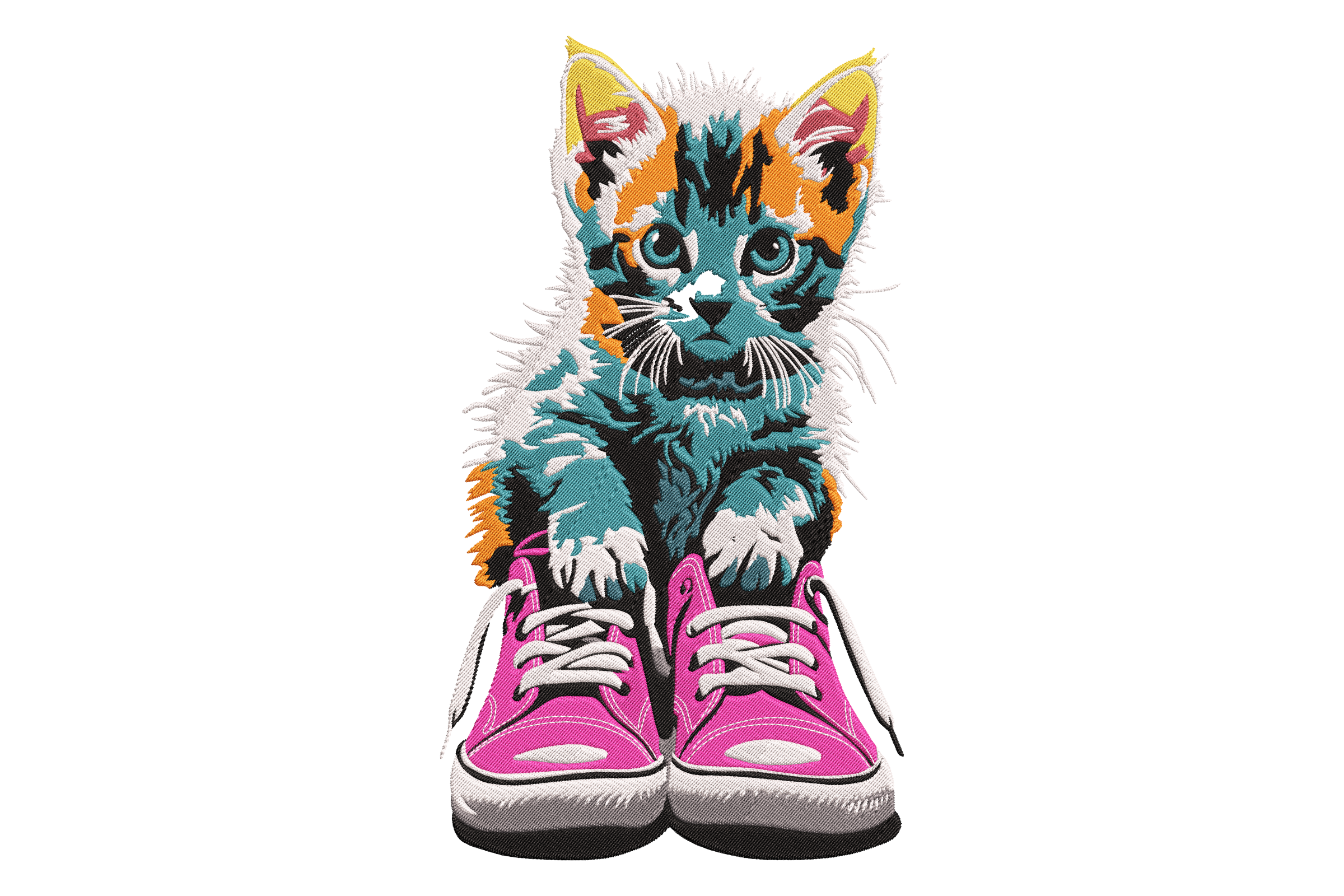Free Colorful Kitten in Sneakers Embroidery Design