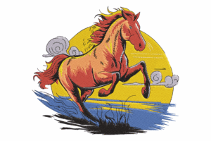 Colorful Rearing Horse Embroidery Design