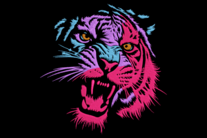 Colorful Roaring Tiger Embroidery Design