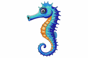 Colorful Seahorse Embroidery Design