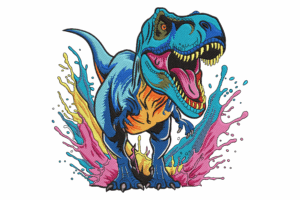 Colorful T-Rex Embroidery Design