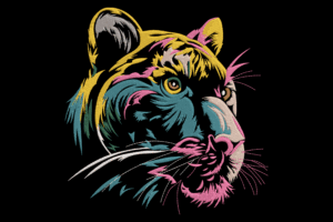 Colorful Tiger Head Embroidery Design