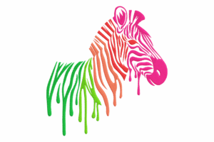 Colorful Zebra Drip Embroidery Design