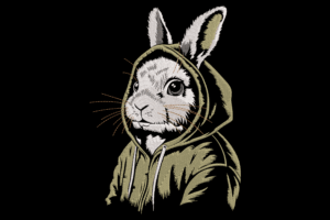 Cool Bunny in Hoodie Embroidery Design