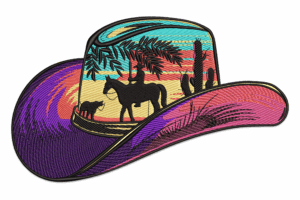 Cowboy Hat Sunset Embroidery Design