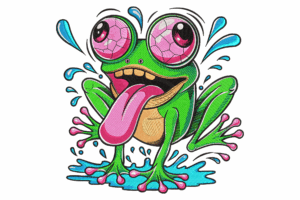 Crazy Cartoon Frog Embroidery Design