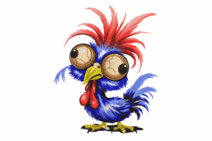 Crazy Cartoon Rooster Embroidery Design