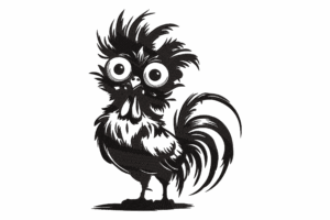 Crazy Funny Rooster Embroidery Design