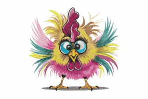 Crazy Rooster Embroidery Design