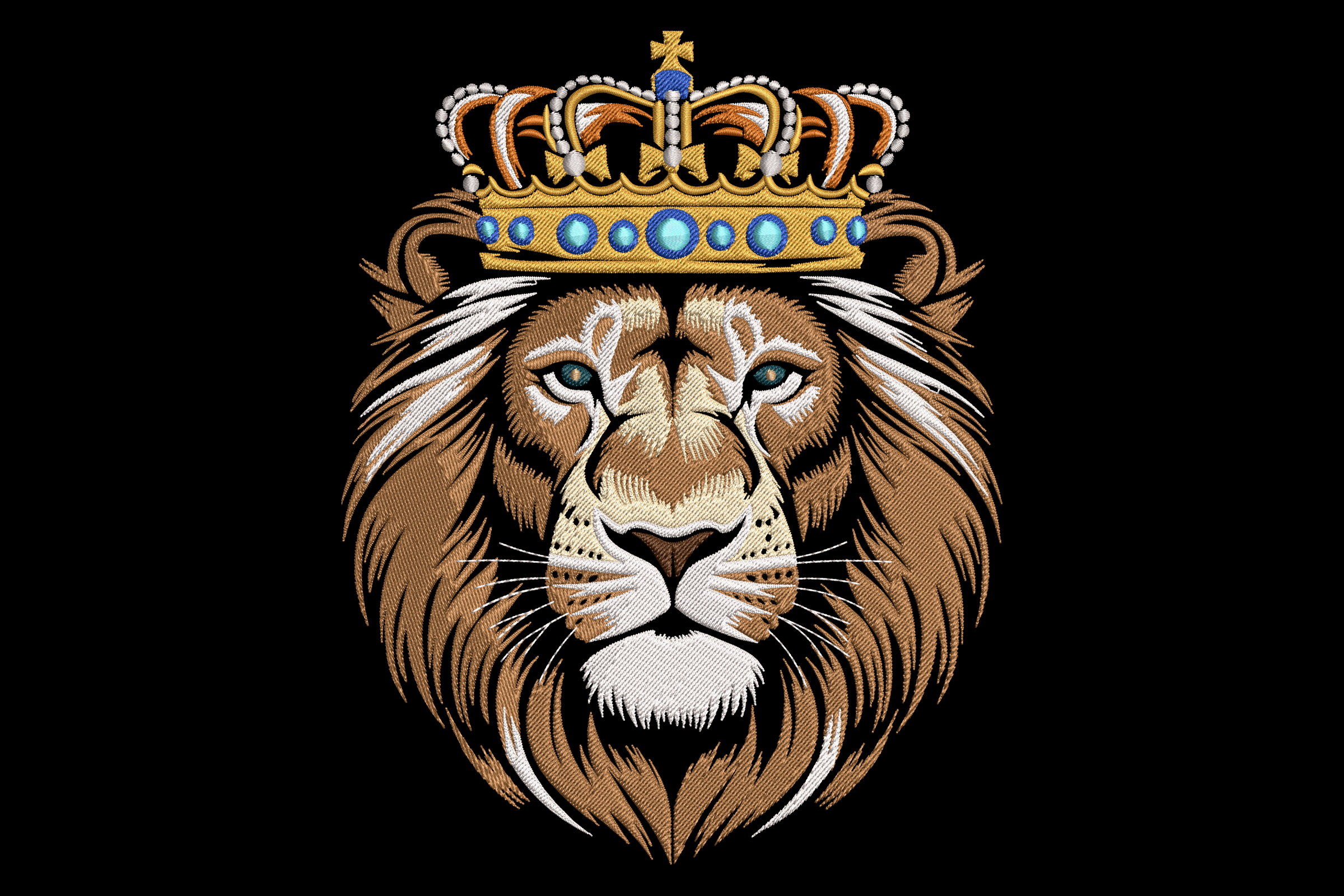 Crowned Lion Embroidery Design