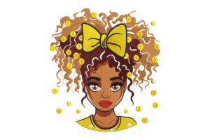 Curly Hair Girl Embroidery Design