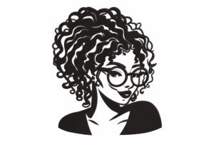 Curly Hair Woman Embroidery Design