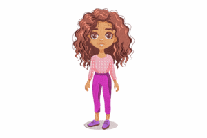 Curly-Haired Girl Embroidery Design