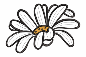 Curved Daisy Embroidery Design