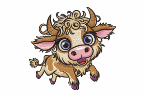 Cute Baby Bull Embroidery Design