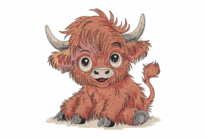 Cute Baby Yak Embroidery Design